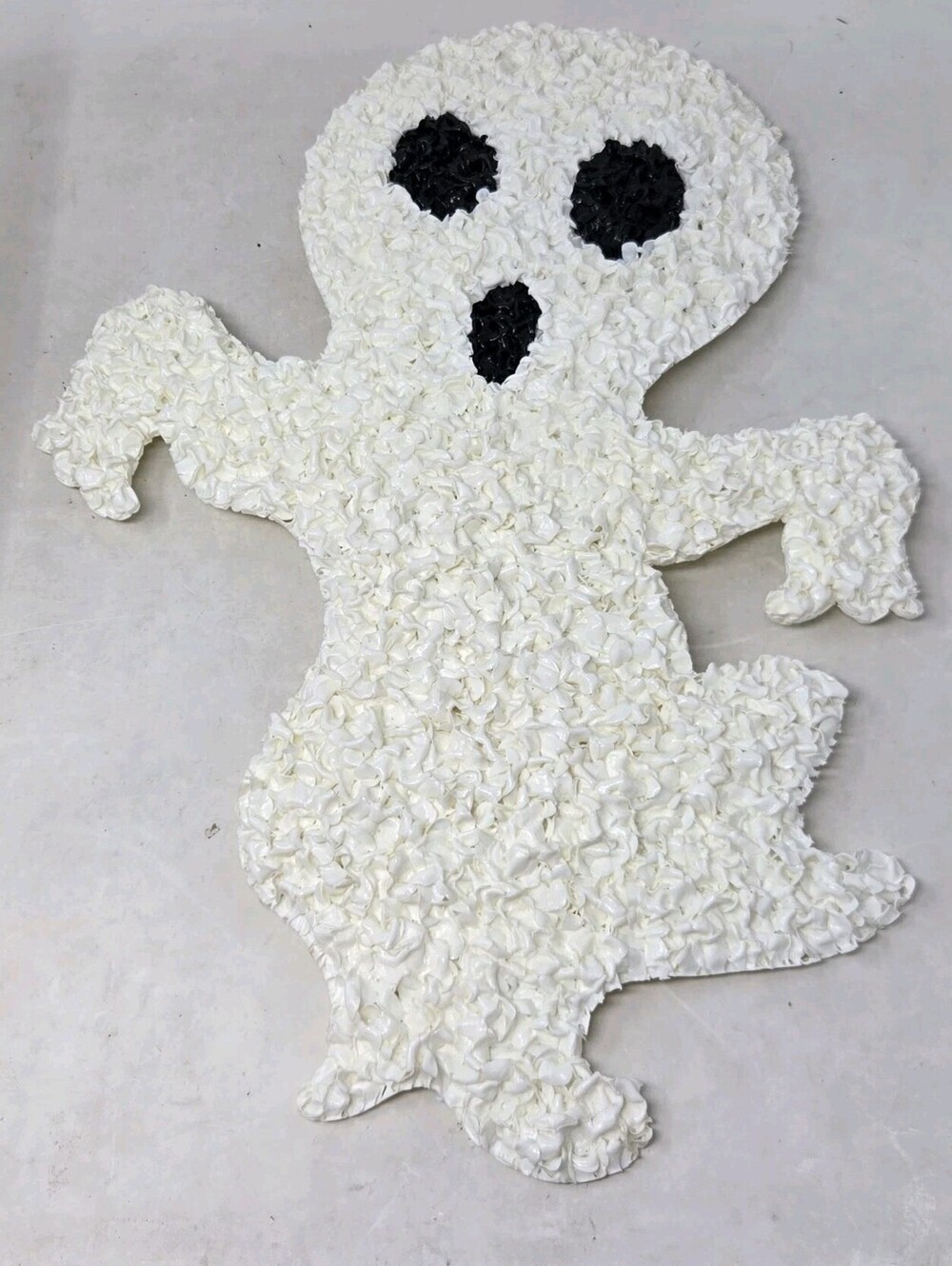 Vintage Halloween Melted Popcorn Plastic White Ghost Decoration